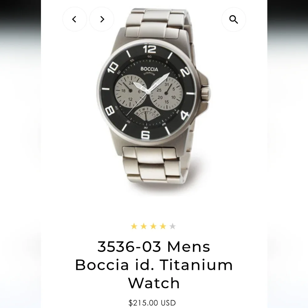Mens Boccia id.‎ Titanium Chronograph Watch 3 Working Subdials Black & Grey